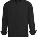 PASHARTUK Wrinkle Free Regular Fit Mens Button Down Shirts Long Sleeve Dress Shirts for Men (Black, L)