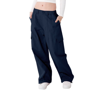 Rolanko Girls Cargo Pants Wide Leg Streetwear Kids Pants with Pockets Trendy Jogger Trousers 4-14 Years Size 150
