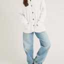 Saodimallsu Womens Cable Knit Cardigan Sweaters Fall Oversized Long Sleeve Button Open Front Knit Sweater Coats (White)