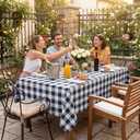 Softalker Gingham Checkered Tablecloth Rectangle - Outdoor Waterproof Buffalo Plaid Table Cloth, Stain Resistant Washable Table Cover for Picnic, Camping, Dining - Navy Blue and White, 60 x 102 Inch