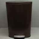 Garvee 13 gal (50 L) and 2.6 gal (10 L) Metal Trash Can Combo Set, Rustproof Garbage Can with Lid, Step-on Trash Bin with Inner Bucket, Rear Handle, Brown