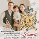 Trumpet Ornament 2025, Musical Christmas Decor, Wooden Ornaments for Christmas Decorations, Trumpet Ornaments Gifts for Players, Men, Teen Boys, Girls