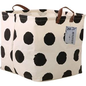 Square Canvas Toy Storage Bins Basket with Handle Collapsible Toy Organizer for Nursery Storage, Kid's Toy & Laundry, Gift Baskets (Round)