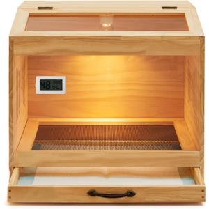 Brooder Box for Chicks with Heat Lamp Kit & Thermometer - Wooden Chicken Brooder for 12 Chicks Indoor/Outdoor - Baby Chicken Cage for Ducks, Quails, Hamsters, Lizards