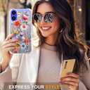 Compatible with iPhone 17 Case Card Holder for Women Cute Design,Wallet Phone Cases Transparent Cool Kawaii Protective (Clear Flowers Lily Girly Florals)