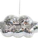 Disco Ball Cloud Shaped, Cute Hanging Party Mirror Decor with Chain, Retro Light Reflective Ball for Party Home Decor, Disco Mirror Ornaments, Silver, Design Patent
