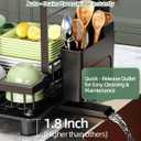 Dish Drying Rack, 2 Tier Space-Saving Dish Rack, Multifunctional Dish Drainer for Kitchen Counter with Drainboard/Utensil/Cup Holder Rustproof Carbon Steel, Black