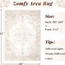 Area Rug 5x7 Vintage Rug: Washable Indoor Medallion Rugs Low Pile Distressed Floor Carpet Retro Accent Rug for Living Room Bedroom Kitchen Dining Table Home Office(Retro Beige, 5'x7')