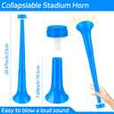 Denylo pro 4 Pcs Collapsible Stadium Horn 24 Inch Vuvuzela Plastic Trumpet Horn Blue Blow Horn Loud Sound Soccer Horn Noisemakers for Sporting Events Graduation Party Supplies