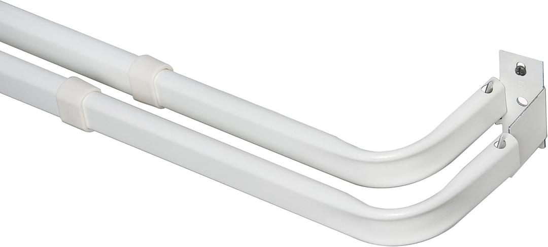 Kenney Adjustable Basic Double Curtain Rod, 48-86 inches, White
