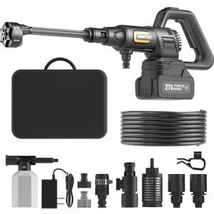 Cordless Pressure Washer Battery Powered; 1200PSI Cordless Power Washer with Brushless Motor, 4.0Ah Battery,6-in-1 Nozzle, 3 Power Level; Handheld Portable Pressure Washer Cordless (5022-BK3)