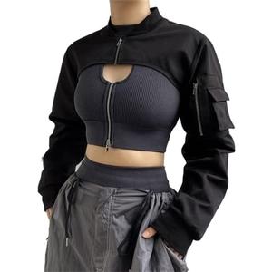 Goth Crop Top for Women 80s Emo Alt Punk Jacket Coat S