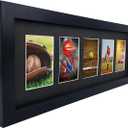 Trading Card Display Frame for 5 Standard Cards, 2 Pack, UV Protection, Black Pasted Double Mats, Sports Card Collector Wall Display, Holder for Baseball Basketball Football Hockey Standard Card