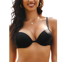 IHOIU Push Up Bra Deep Plunge Thick Padded Add Cup Smooth T Shirt Bras Underwire Demi Low Cut Molded Bralette(Pure Black, 34D)