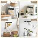 VIS'V Magnetic Key Holder Wall Mount, Metal Adhesive Key Hanger with 4 Hooks, No Drilling, 2 Mount Options, Black, Large