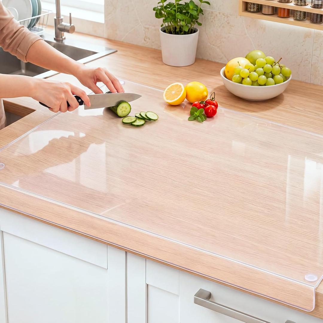Wesiti Clear Acrylic Cutting Board with Counter Lip, 47" x 22", Extra Large