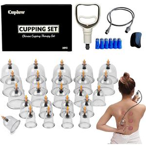 Cupluw Cupping Set, 24 Cups Cupping Kit for Massage Therapy, Chinese Cupping Therapy Set with Magnetics, Professional Vacuum Cupping Set for Cellulite Reduction, Muscle Pain Relief with Manual Pump