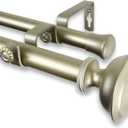 Rod Desyne 1" Leopold Double Curtain Rod, 120-170", Light Gold
