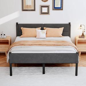 Metal Bed Frame,14Inch Full Size Bed Frame with Storage Space,Heavy Duty Sturdy Mattress Foundation,Easy Assembly,No Box Spring Needed,Full Grey