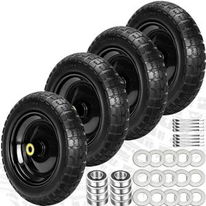 13" Flat Free Wheels Replacement for GOR Garden Cart Tires, 4.00-6 Solid Tires with 5/8"Bearings, 13" No Flat Wheels for GOR Garden Carts/Hand Trucks/Garden Carts (Black)