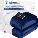 Westinghouse Electric Blanket Twin, Heated Blanket Twin Size with 10 Heating Levels and 1 to 12 Hours Heating Time Settings, Flannel to Sherpa Reversible, Machine Washable (62" x 84", Navy)