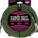 Ernie Ball Braided Instrument Cable, Straight/Angle, 10ft, Neon Green/Black (P06077)