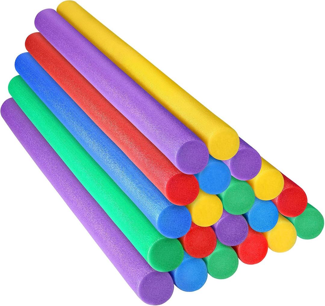 Frienda 20 Pcs Solid Pool Noodles 1.57 x 35.83 Inches Craft Foam Noodles DIY Craft Foam Swimming Pool Noodles Round Foam Tube for Kids Floating Noodles Craft Projects, Assorted Colors