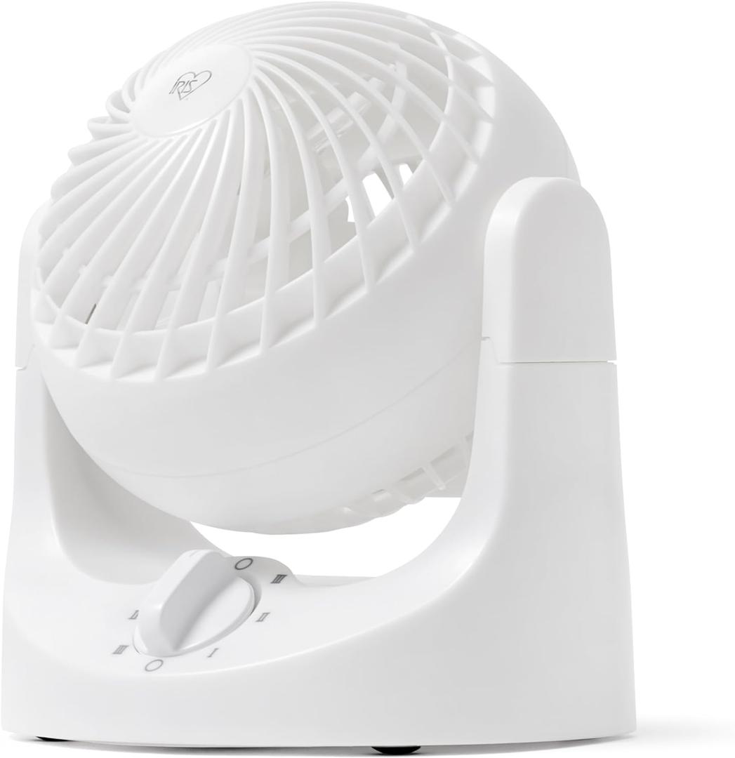 IRIS USA WOOZOO Desk Fan, Air Circulator, 3 Speeds, 32ft Max Air Distance, 112 Adjustable Tilt, 27.5db Quiet Motor, Small Fan for Bedroom, Office, Dorm, White