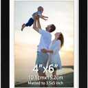 Pack of 2 Hoikwo 4x6 Black Plastic Frame with Plastic Cover, Mat Opening 3.1x4.6, Displays 4x6 Without Mat, 1 Pack 4 by 6 Frame for Wall Hanging and Table