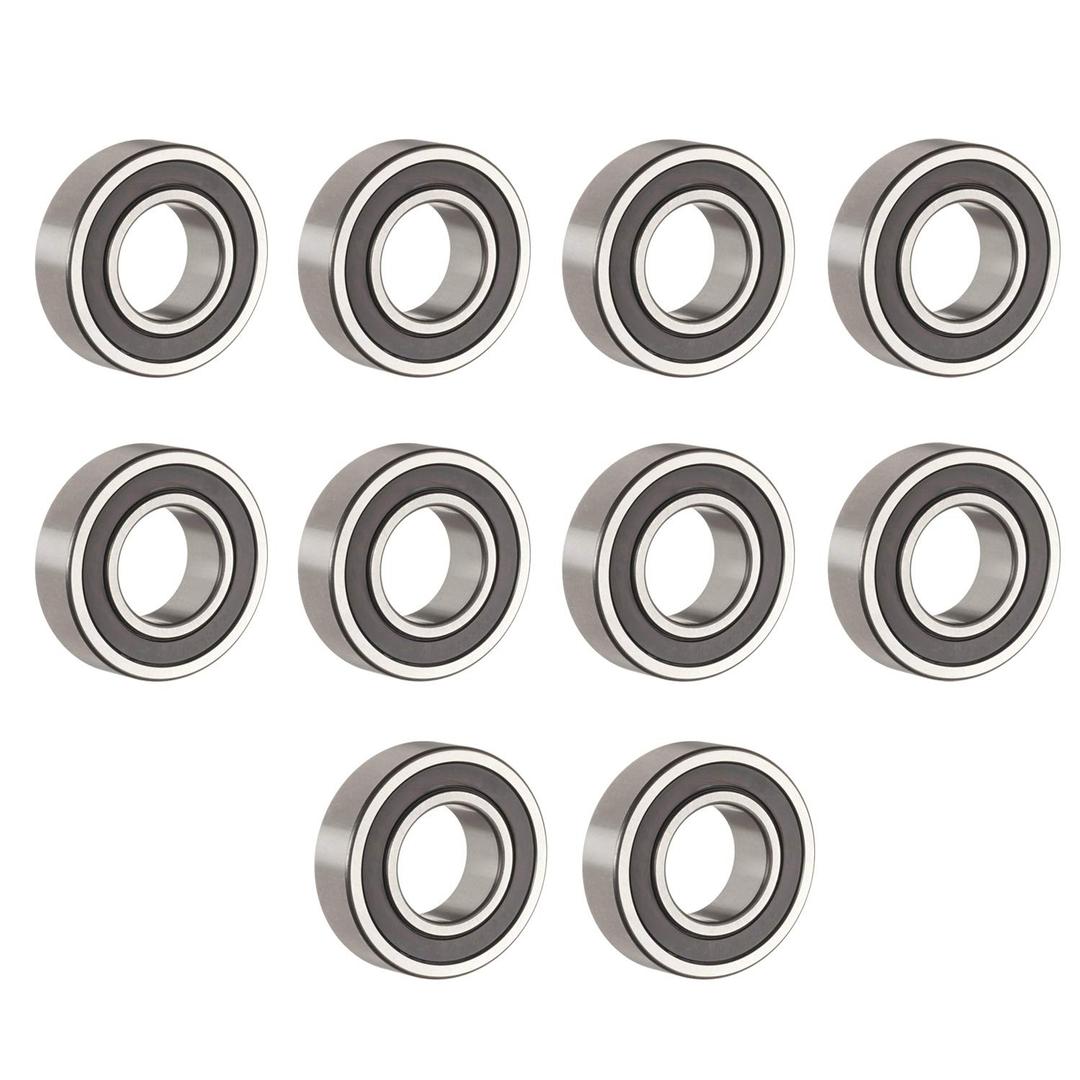 Donepart R12-2RS Bearings, 3/4 x 1-5/8 x 7/16 Inch Ball Bearing, High Speed Pre Lubricated, Double Sealed Bearings for Motor, Mini Bike, Wheels, Pool Pumps (10 Pack) (Silver)