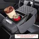 5 in 1 Car Center Console Cover, Armrest Pad with 2 Storage Pockets, Cup Holder, Tissue Box Slot, Phone Holder, Universal Car Interior Organizer (Gray)