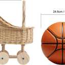 Vintage Woven Rattan Baby Carriage Basket Handcrafted Wicker Stroller for Baby Shower, Flower Girl Basket, Baby Things, Rustic Home Decor, Photography Props, Floral Arrangements (Small)