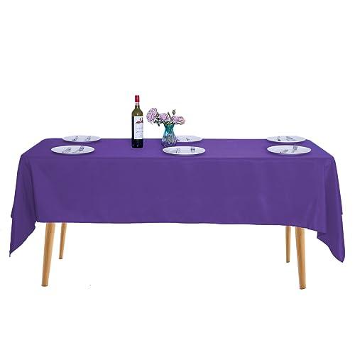Ascoza 2pack 60x102 Inch Purple Rectangular Tablecloth 6 Feet Table Cloth in Polyester Fabric for Wedding/Banquet/Restaurant/Parties