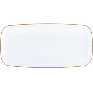 Plasticpro Plastic Serving Trays - Serving Platters Disposable Party Dish White and Gold Rim 18'' inches Serving Trays Pack of 4