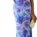 PRETTYGARDEN Women's Floral Bodycon Maxi Dress Summer Beach Sundress Sleeveless Spaghetti Strap Wedding Guest Dress (Purple, M)