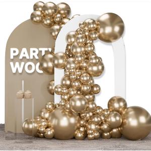 PartyWoo Metallic Gold Balloons 123pcs Different Sizes of 18 12 10 5 Inch Chrome Gold Balloon Arch Kit Garland for Birthday Graduation Baby Shower Wedding Bachelorette Party Decorations Gold-G127