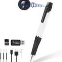 64GB HD Camera Pen with Mini Camera  1080P Portable Voice Recorder,Loop Recording,One-Touch Operation  Ideal for Meetings, Lectures, Notes (White)