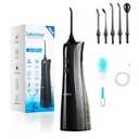 Leominor Water Dental Flosser - 5 Modes Cordless Portable Oral Irrigator, IPX7 Waterproof, Rechargeable Teeth Cleaner Upgrade Datchable Tank Professional Flossing Cleaning Pick for Home Travel (Black)
