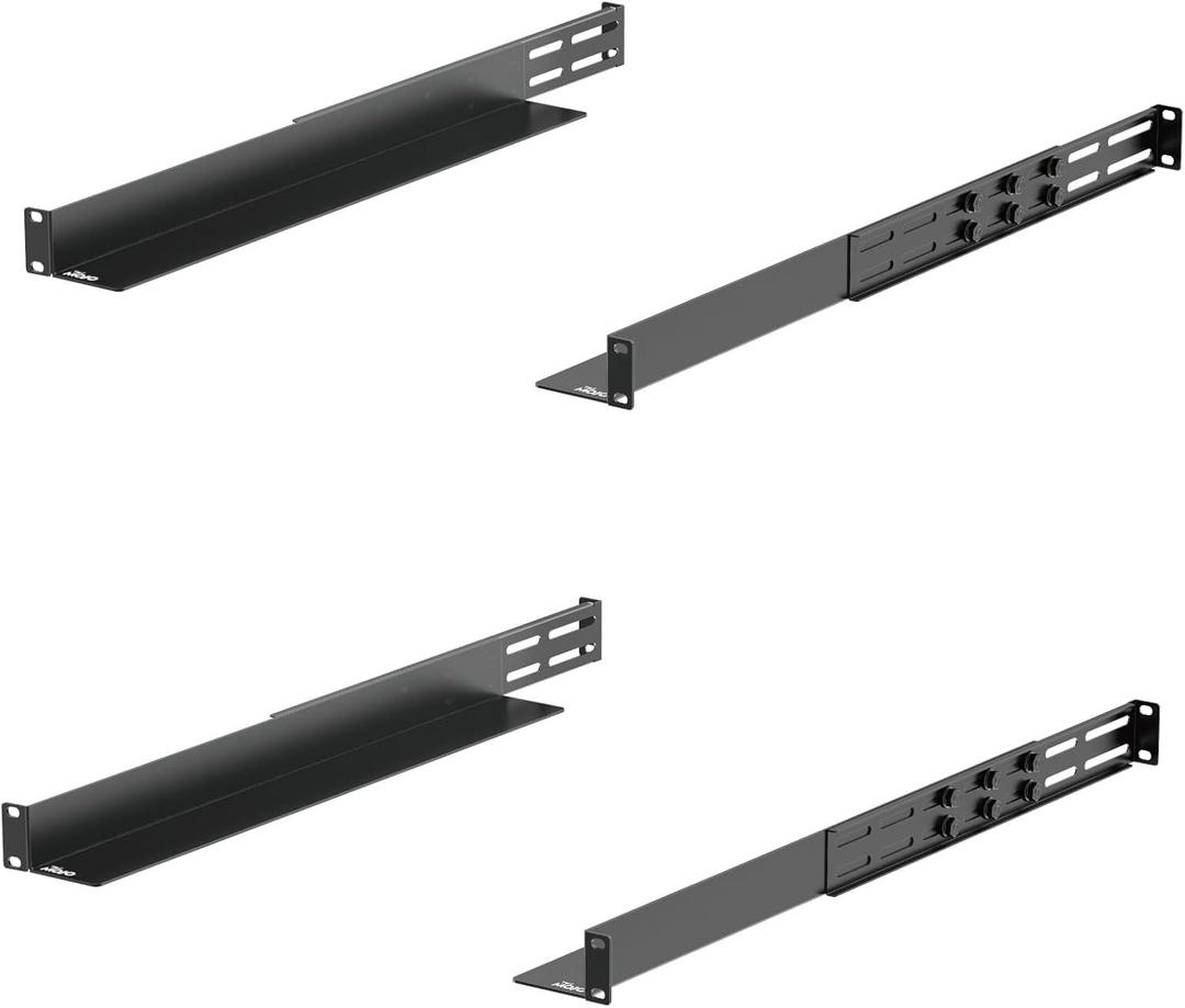 Tecmojo 2 Pack 1U Universal Rack Mount Rails,4-Post Server Rack Shelf Rail with 20.9"-32" Adjustable Depth Fit for Non-Rack Mountable Server/Networking/AV/IT Equipment