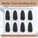 Marley Twist Braiding Hair 18 inch Afro Kinky Curly Crochet Braids 8 Packs Cuban Twist Crochet Braids Synthetic Low Maintenance Skin-Friendly Marley Hair Extensions(1B, Packs of 8)