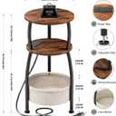 Side Table with Charging Station, Small Round End Table with Basket, USB Port and Outlet, 3 Tiers Sofa Couch Table for Living Room Bedroom, Small Spaces, 11.81in Rustic Brown