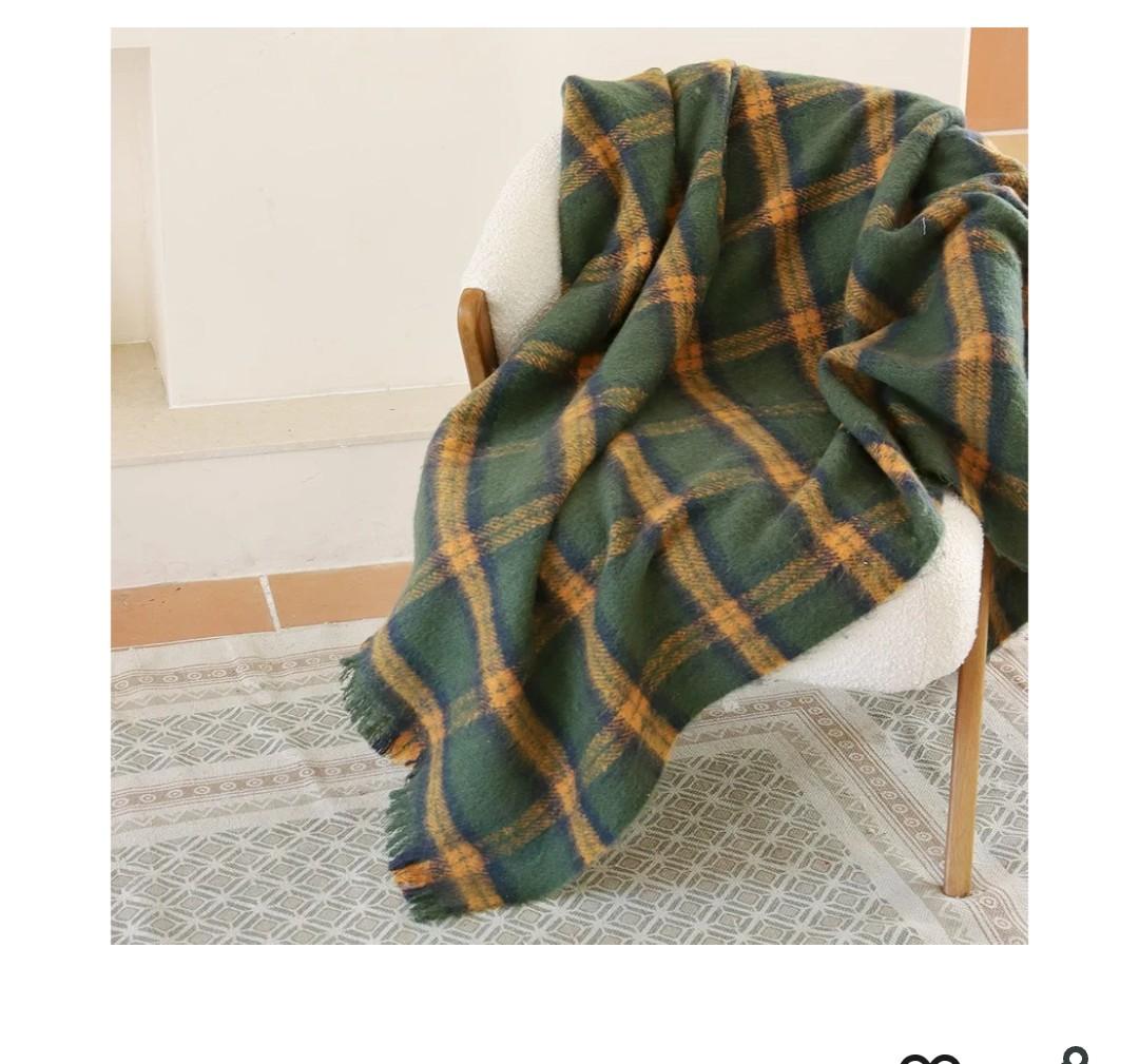 ZonLi Green Plaid Throw Blanket for Couch, Checkered Throw Blanket for Home Decor, Soft Lightweight Cozy All Season Decorative Vintage Blankets with Tassel for Bed and Sofa, 50'' x 60''