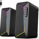 Jeecoo M30 Bluetooth Computer Speakers, PC Gaming Speakers for Desktop with Crisp Stereo Sound, Dynamic LED Modes, Easy-Access Control, 10W - USB-Powered (Black)