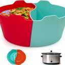 Silicone Crock pot Liners,Slow Cooker Liners,8 Quart Oval Reusable Crock pot Divider Insert,BPA-Free, Dishwasher Safe (8 QT_Blue+Red)