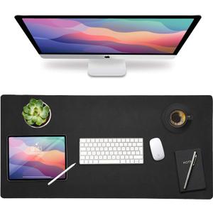 Vine Creations Leather Desk Protector, Non Slip 32" x 17" Office Desk Mat (Black)