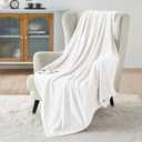 Bedsure GentleSoft Fleece Throw XL Blanket White - 300GSM Soft Lightweight Plush Cozy Blankets for Bed, Sofa, Couch, Travel, Camping, 50x70 inches