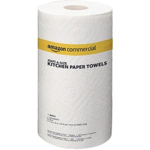 AmazonCommercial 2-Ply White Adapt-a-Size Kitchen Paper Towels, Absorbent, Thick, Individually Wrapped, 140 Towels per Roll (12 Rolls), 1,680 Sheets Total