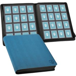 16 Pocket Toploader Binder,Holds 640 3x4 Toploader Hard Cases,Sleeves Card Collection Binder,20 Double Sided Pages,Compatible with Trading & Sports Holder(Blue)