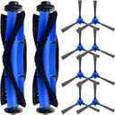 10 Pack Replacement Parts - 2 Rolling Brushes, 8 Side Brushes for Eufy RoboVac 11S, 30C, G30, 30, 15T, 15C, 12, 35C, 11S MAX, G30 Edge Robotic Vacuums