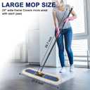 24" Commercial Dust Mop for Floor Cleaning,Heavy Duty Floor Duster with 2 Cotton Reusable Mop Pads,59 Long Handle Wet Dry Flat Mops for Hardwood Floors,Marble, Laminate,Tile,Concrete,Garage (Blue)